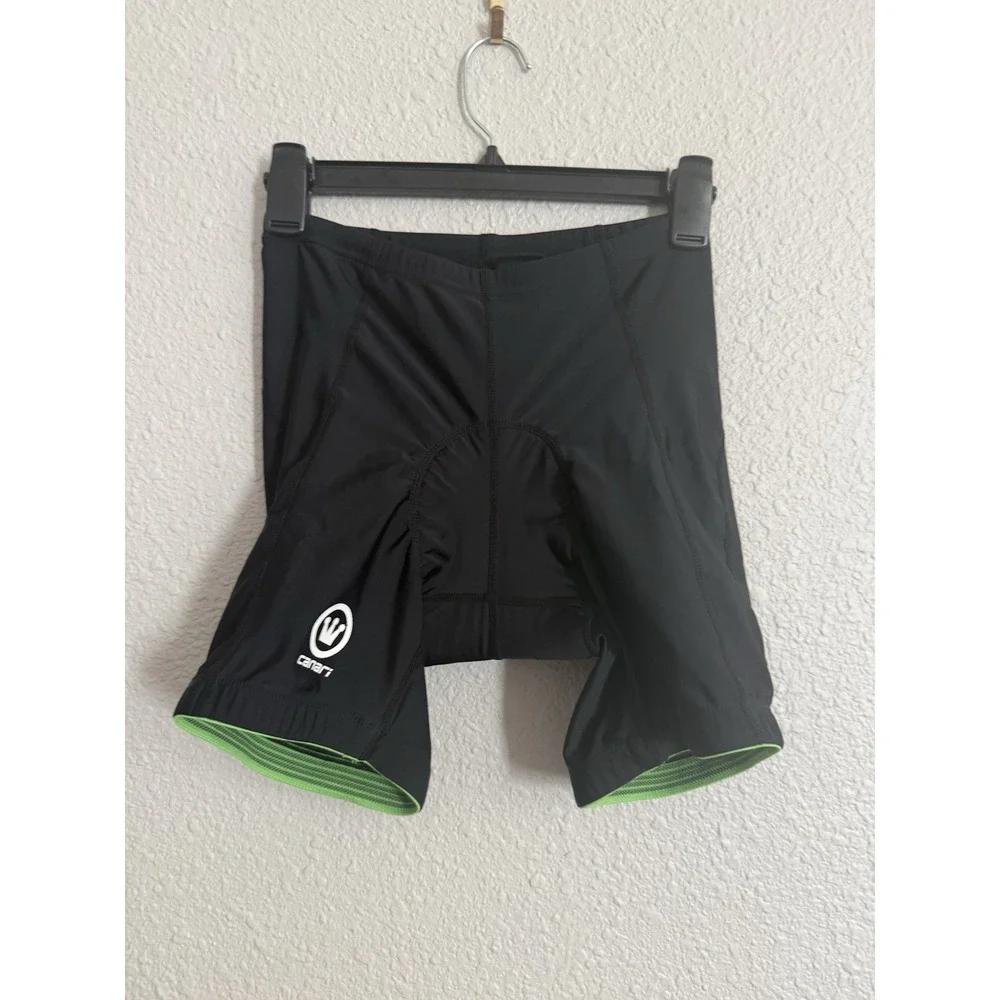 Canari Women's Gel Cycling Shorts Black Green Padded Bike Shorts Size Medium